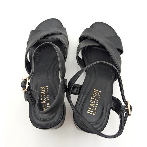 Reaction Kenneth Cole Reeva Platform Sandals Women's Black Size US8 EU39 - Picture 13 of 14